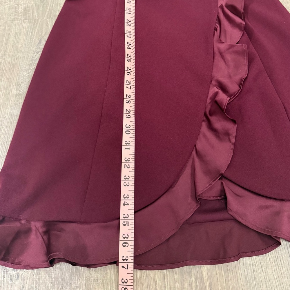 Adrianna Papell Burgundy Ruffle Cabernet Dress Size 8 - Picture 12 of 14